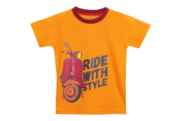 Fitsquad orange t-shirt for boys ride with style printed on it